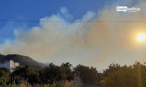 Fire in forest area in Lasithi, Crete; evacuation of nearby villages