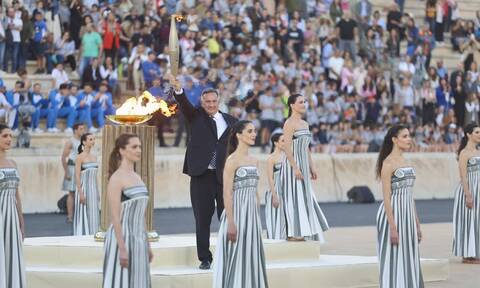 Ολυμπιακοί Αγώνες 2024: Συγκίνηση στην τελετή παράδοσης της Φλόγας στο Καλλιμάρμαρο