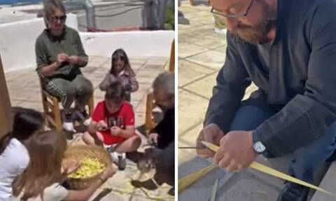 Βίντεο: Παπάς από την Κρήτη μαθαίνει στα παιδιά να φτιάχνουν Βάγια