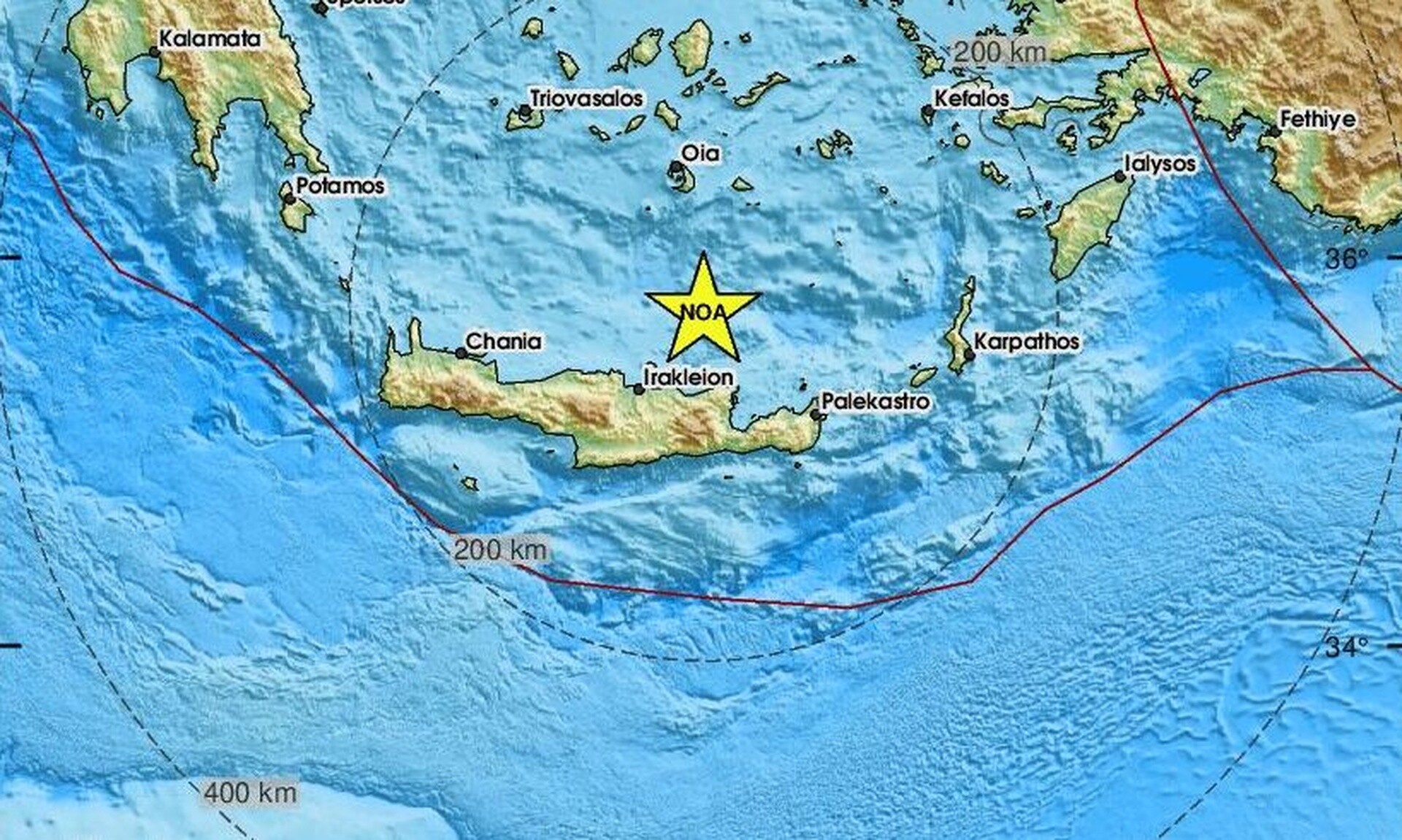 Σεισμός τώρα βόρεια της Κρήτης - Αισθητός σε αρκετές περιοχές (pics)