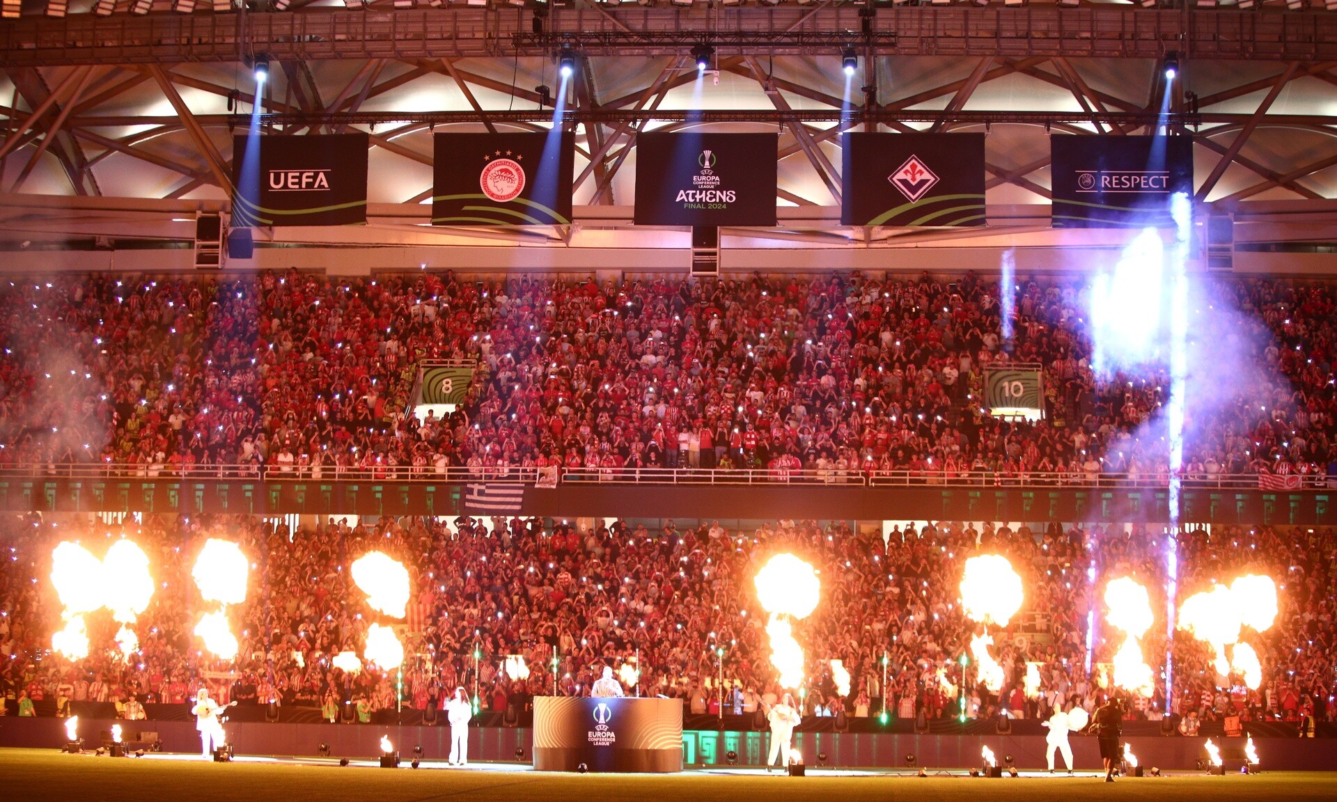 Τελικός Conference League, Ολυμπιακός – Φιορεντίνα: Video με την εντυπωσιακή τελετή πριν τη σέντρα
