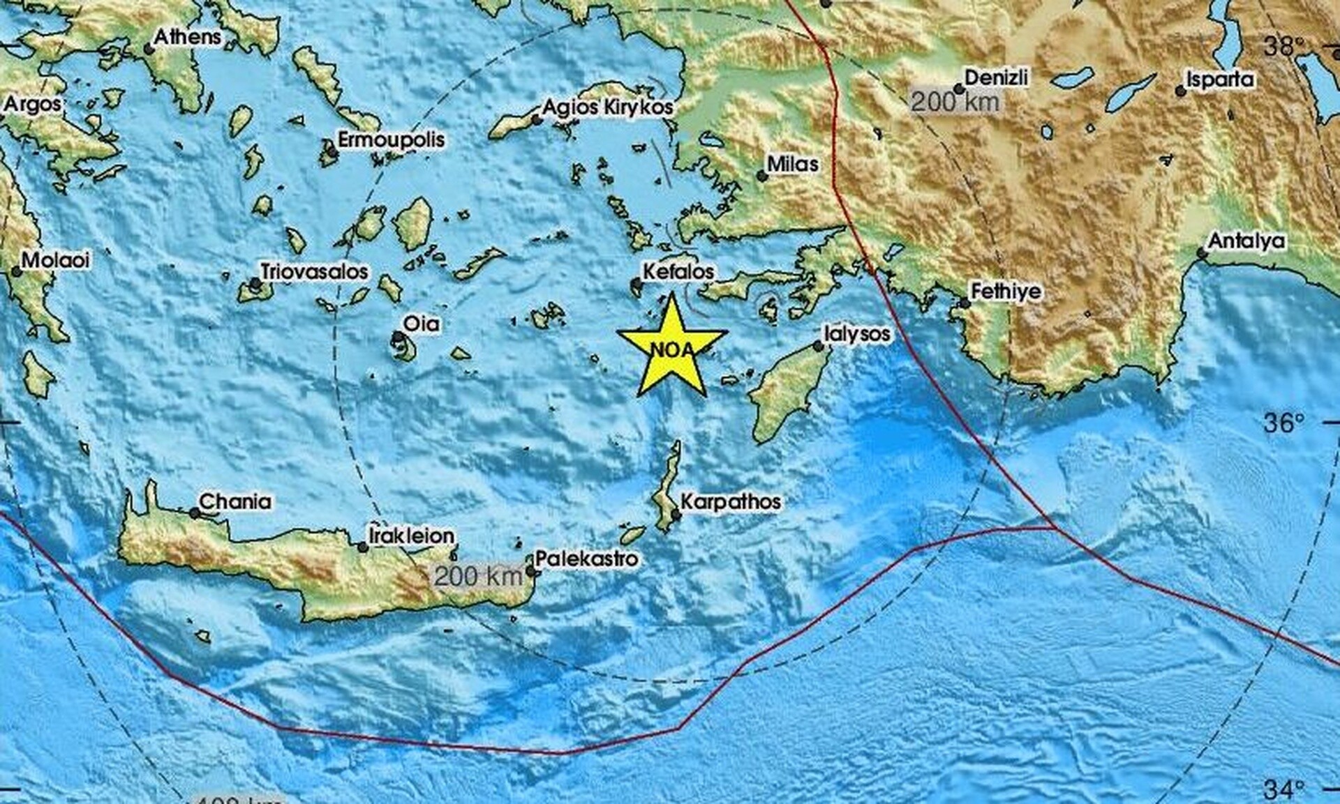 Σεισμός κοντά σε Τήλο και Νίσυρο - Αισθητός στα Δωδεκάνησα
