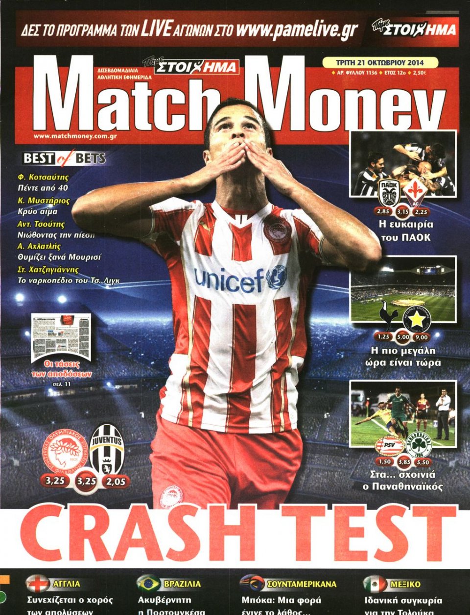 Πρωτοσέλιδο Εφημερίδας - Match Money - 2014-10-21