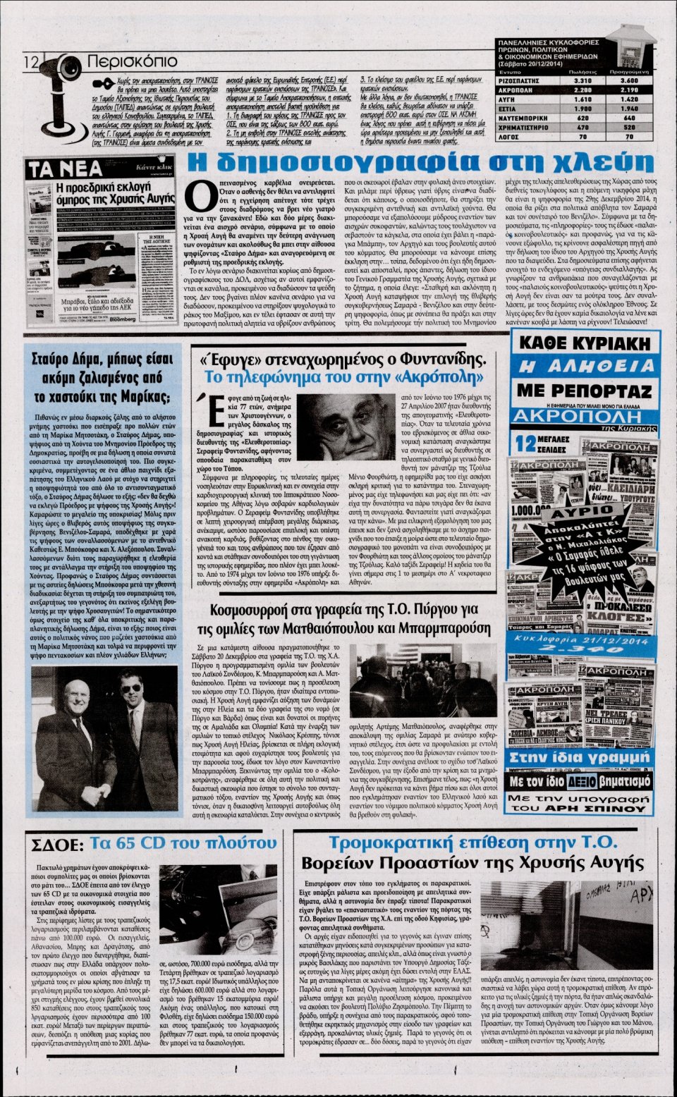 Οπισθόφυλλο Εφημερίδας - Η ΑΚΡΟΠΟΛΗ - 2014-12-27