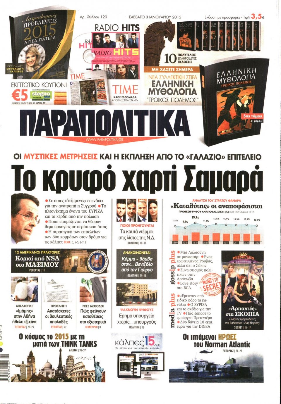 Πρωτοσέλιδο Εφημερίδας - ΠΑΡΑΠΟΛΙΤΙΚΑ - 2015-01-03