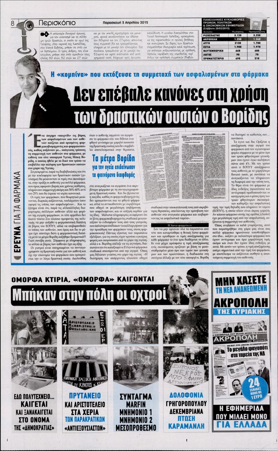 Οπισθόφυλλο Εφημερίδας - Η ΑΚΡΟΠΟΛΗ - 2015-04-03