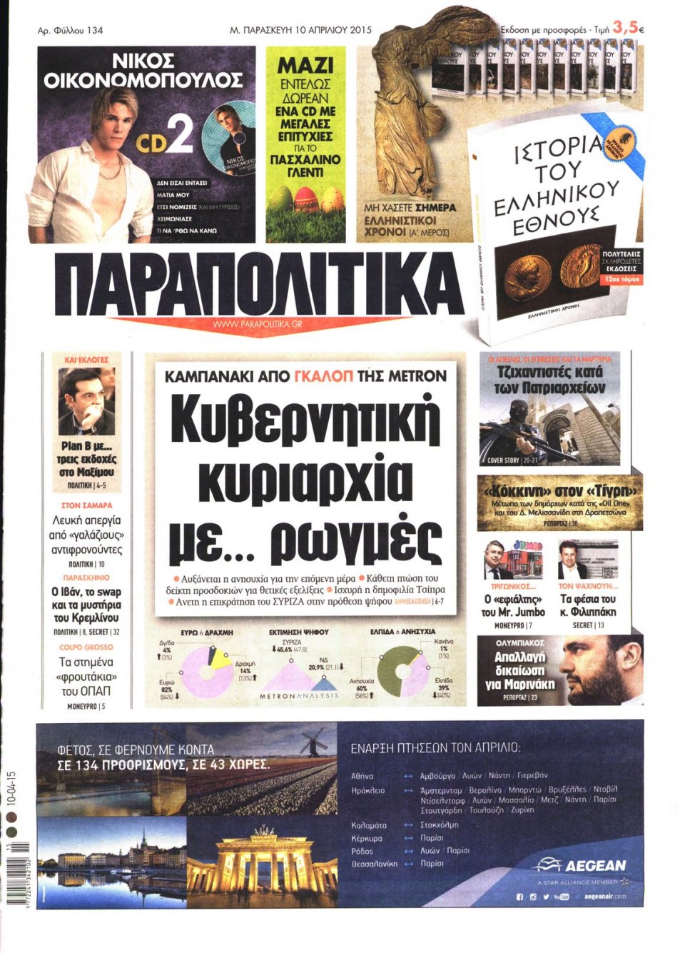 Πρωτοσέλιδο Εφημερίδας - ΠΑΡΑΠΟΛΙΤΙΚΑ - 2015-04-10