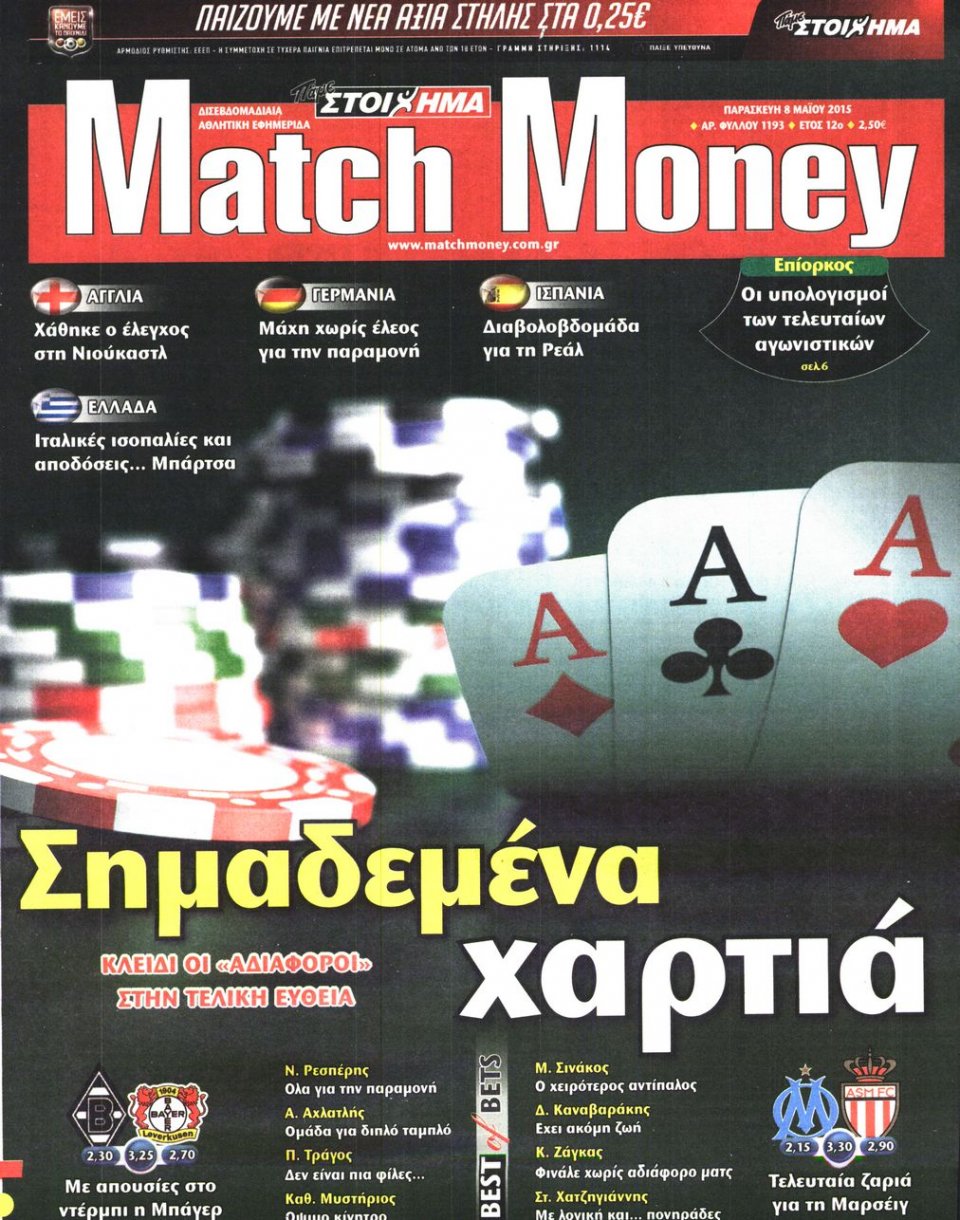 Πρωτοσέλιδο Εφημερίδας - MATCH MONEY - 2015-05-08