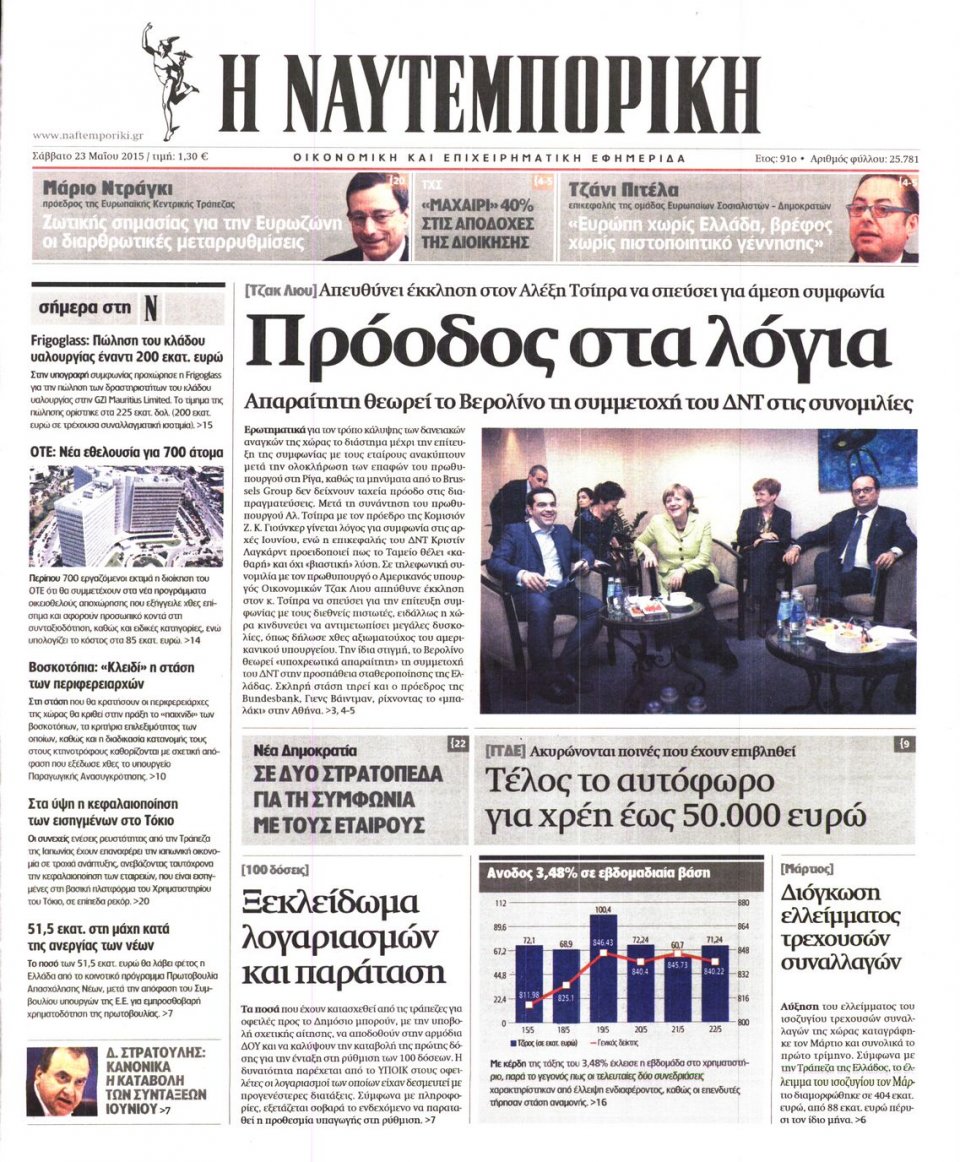Πρωτοσέλιδο Εφημερίδας - ΝΑΥΤΕΜΠΟΡΙΚΗ - 2015-05-23
