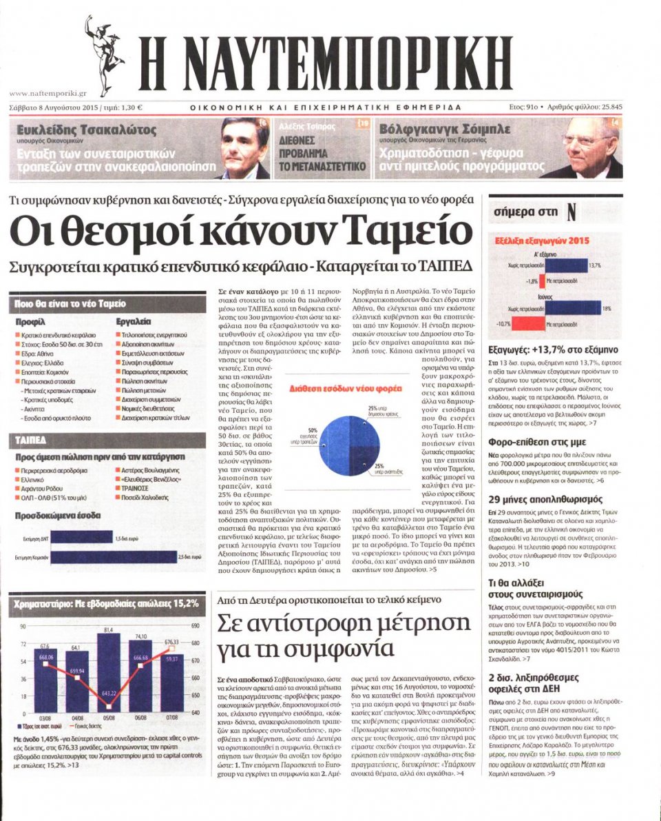 Πρωτοσέλιδο Εφημερίδας - ΝΑΥΤΕΜΠΟΡΙΚΗ - 2015-08-08
