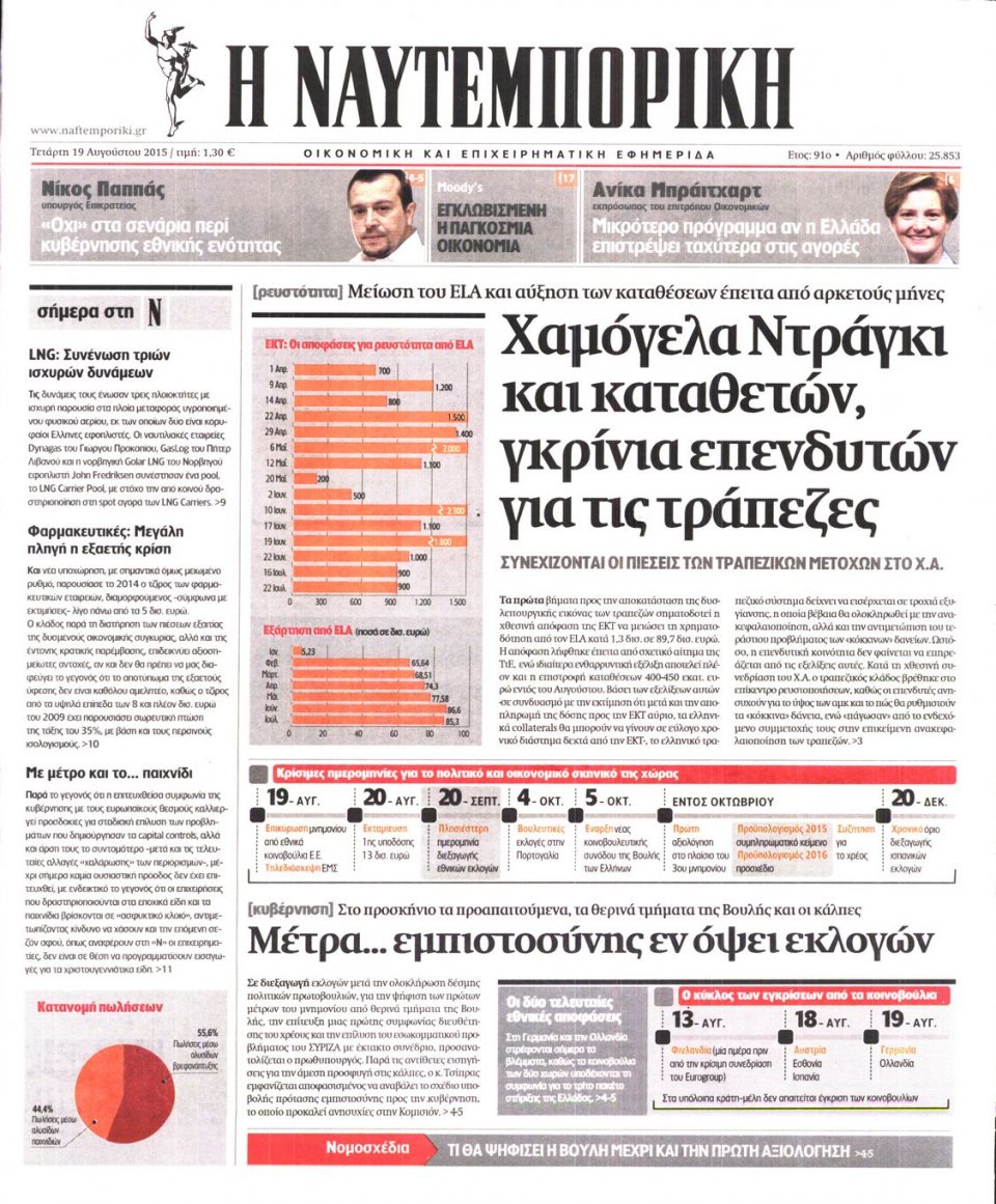 Πρωτοσέλιδο Εφημερίδας - ΝΑΥΤΕΜΠΟΡΙΚΗ - 2015-08-19