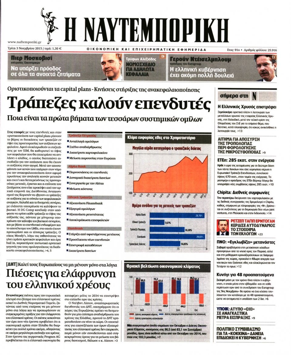 Πρωτοσέλιδο Εφημερίδας - ΝΑΥΤΕΜΠΟΡΙΚΗ - 2015-11-03