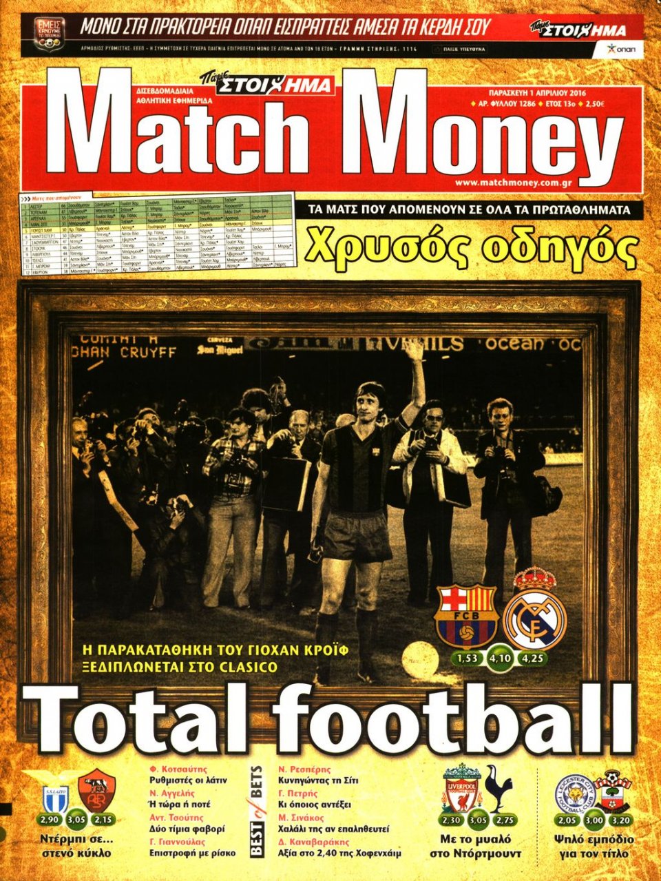 Πρωτοσέλιδο Εφημερίδας - MATCH MONEY - 2016-04-01