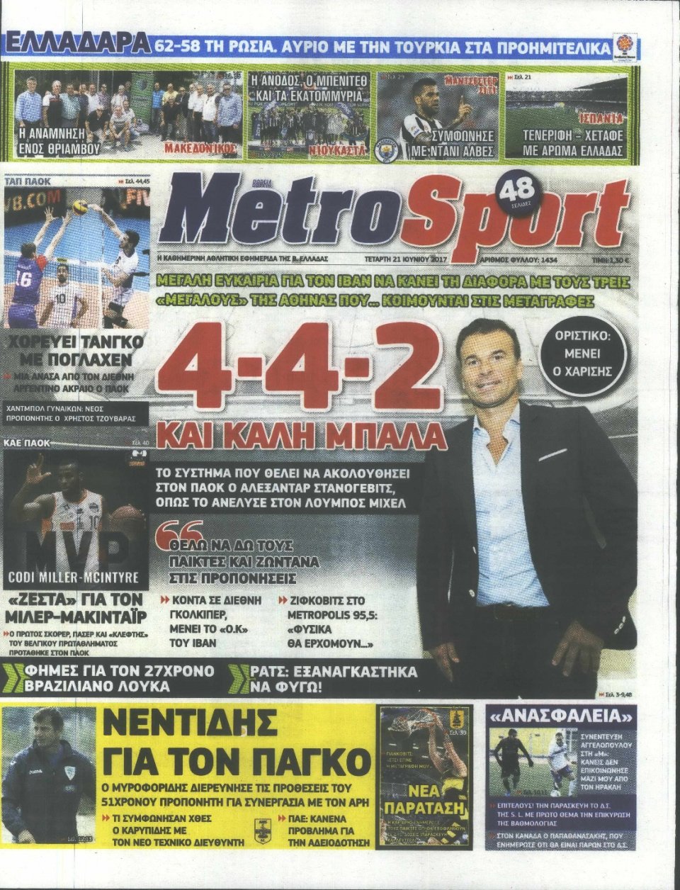 Πρωτοσέλιδο Εφημερίδας - METROSPORT - 2017-06-21