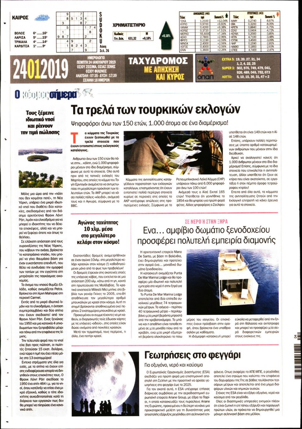 Οπισθόφυλλο Εφημερίδας - ΤΑΧΥΔΡΟΜΟΣ ΜΑΓΝΗΣΙΑΣ - 2019-01-24