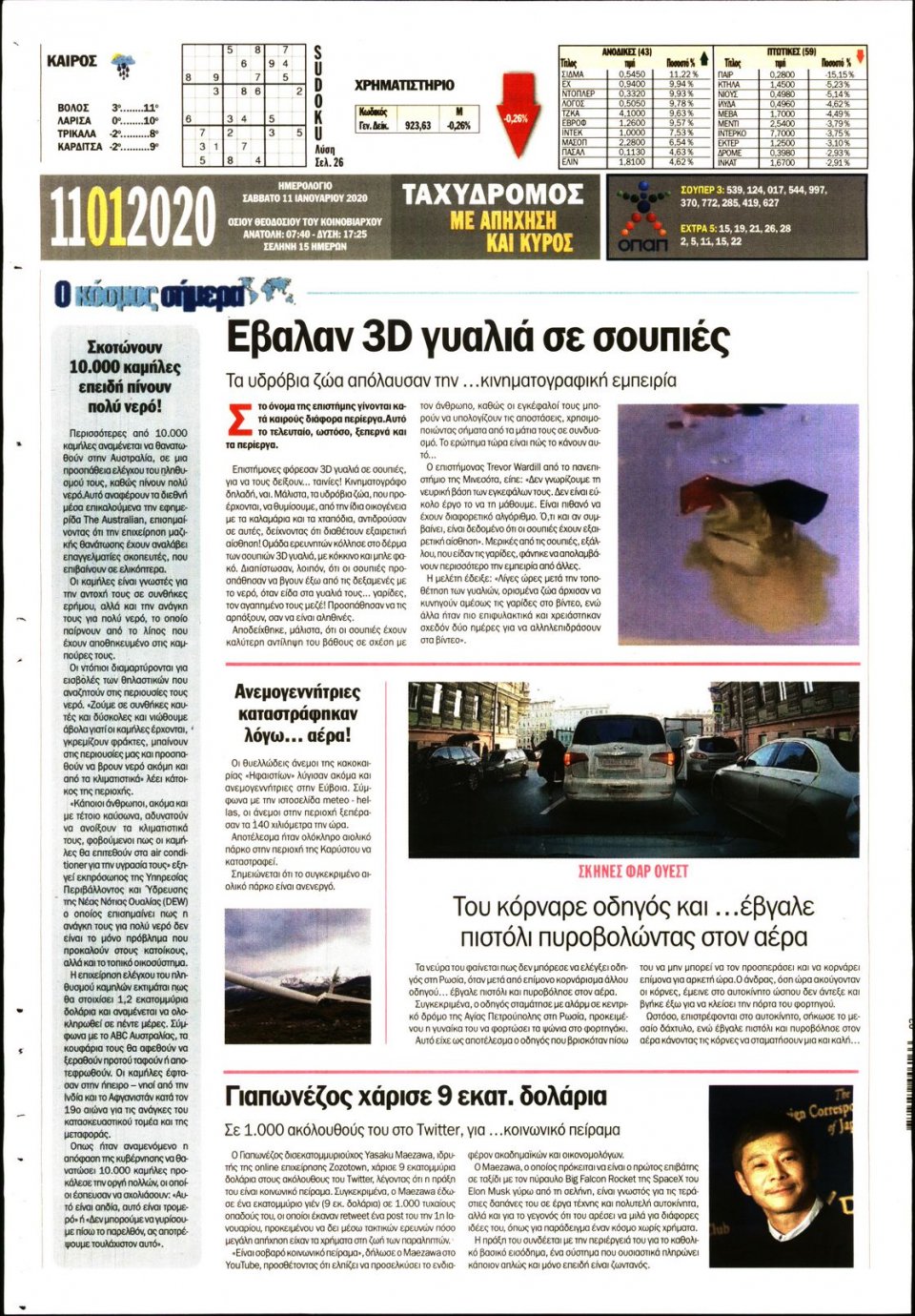Οπισθόφυλλο Εφημερίδας - ΤΑΧΥΔΡΟΜΟΣ ΜΑΓΝΗΣΙΑΣ - 2020-01-11