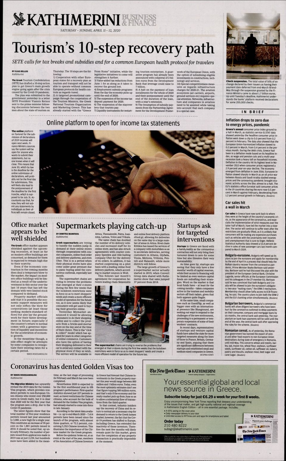 Οπισθόφυλλο Εφημερίδας - INTERNATIONAL NEW YORK TIMES_KATHIMERINI - 2020-04-11