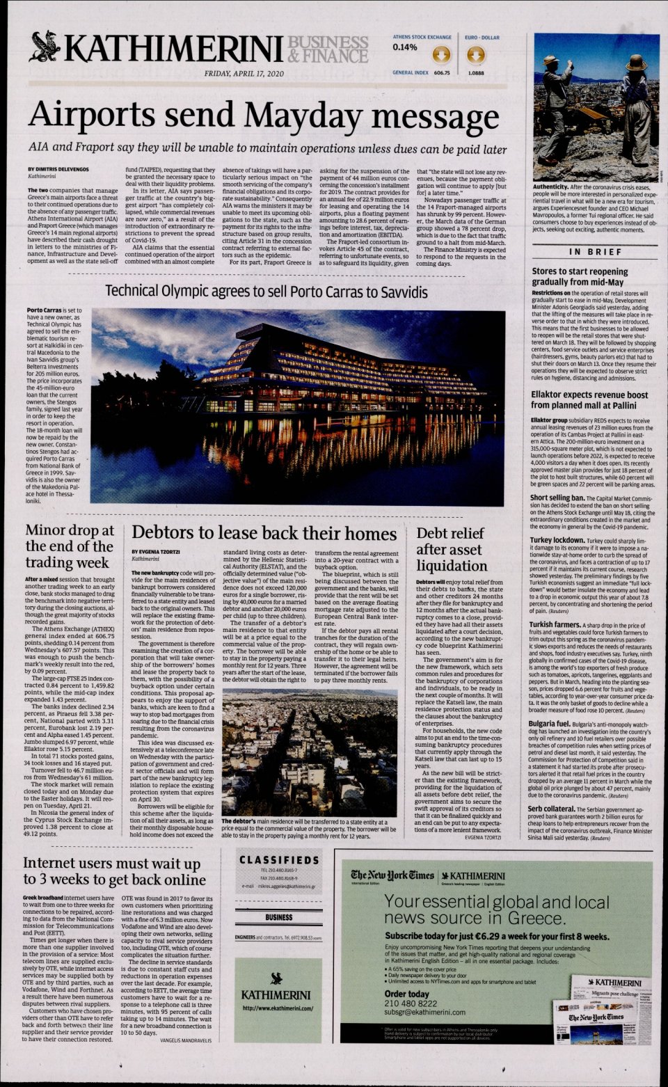 Οπισθόφυλλο Εφημερίδας - INTERNATIONAL NEW YORK TIMES_KATHIMERINI - 2020-04-17