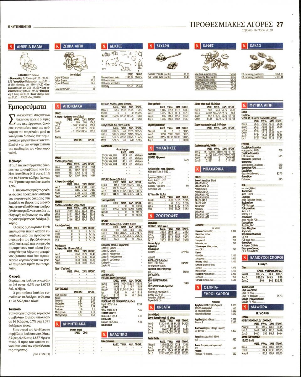 Οπισθόφυλλο Εφημερίδας - Ναυτεμπορική - 2020-05-16
