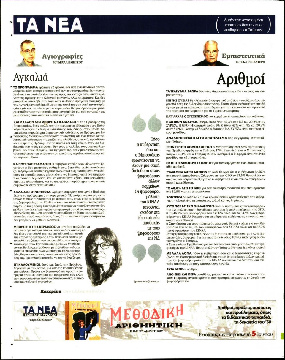Οπισθόφυλλο Εφημερίδας - Τα Νέα - 2020-06-01