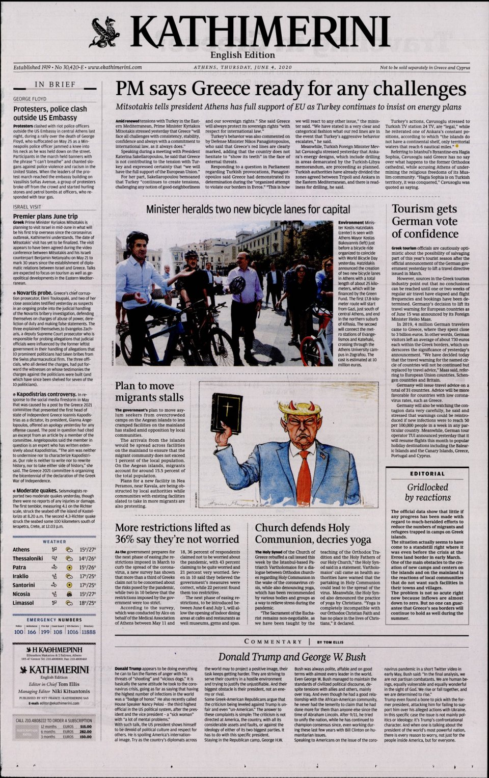 Πρωτοσέλιδο Εφημερίδας - INTERNATIONAL NEW YORK TIMES_KATHIMERINI - 2020-06-04