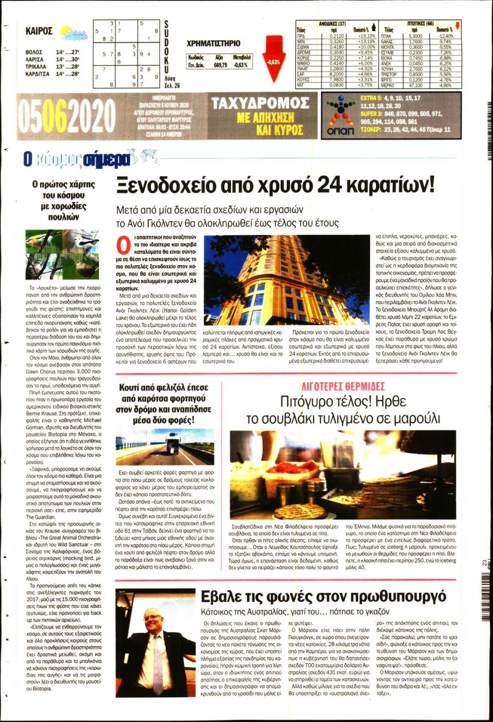 Οπισθόφυλλο Εφημερίδας - ΤΑΧΥΔΡΟΜΟΣ ΜΑΓΝΗΣΙΑΣ - 2020-06-05