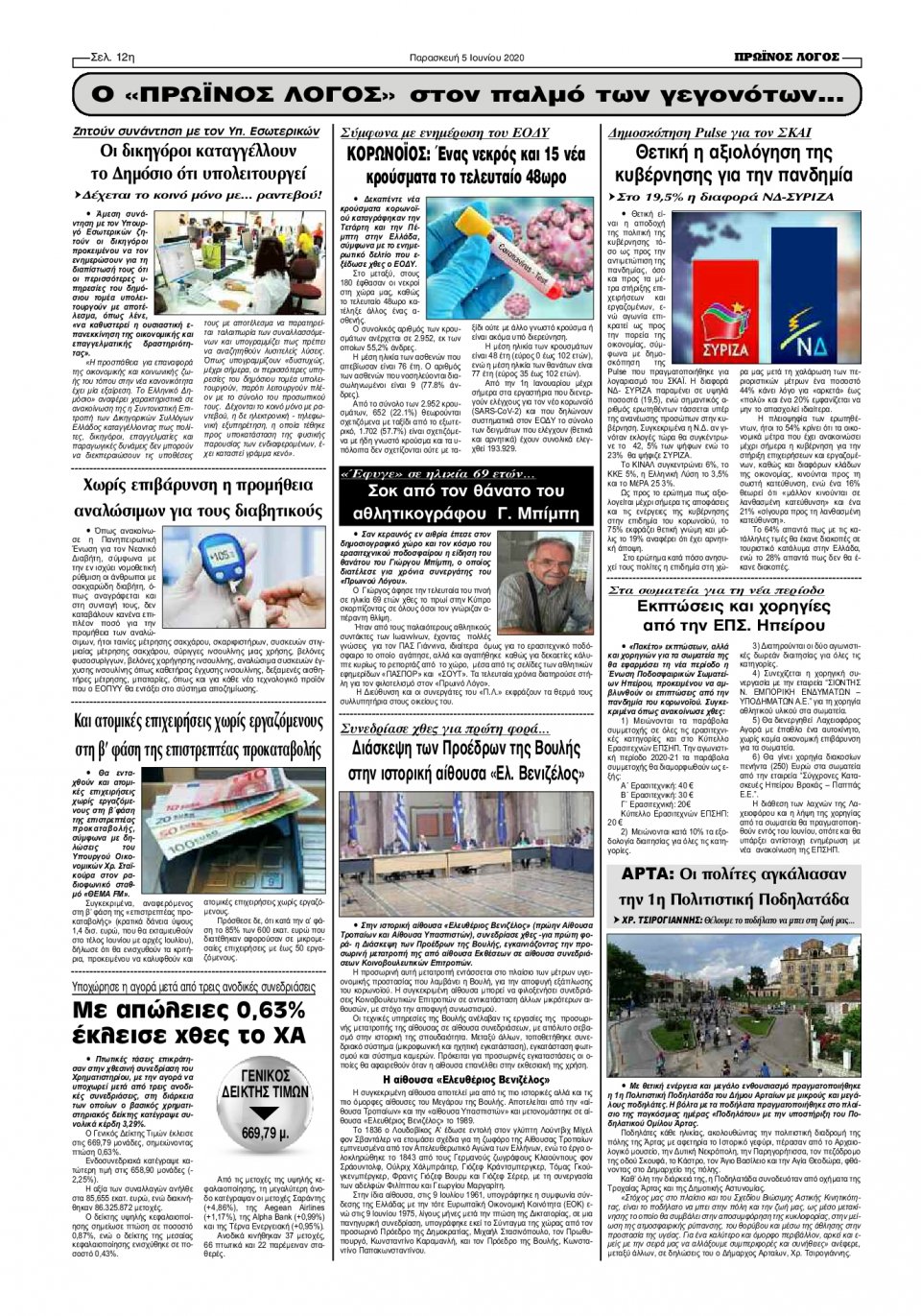 Οπισθόφυλλο Εφημερίδας - ΠΡΩΙΝΟΣ ΛΟΓΟΣ ΙΩΑΝΝΙΝΩΝ - 2020-06-05