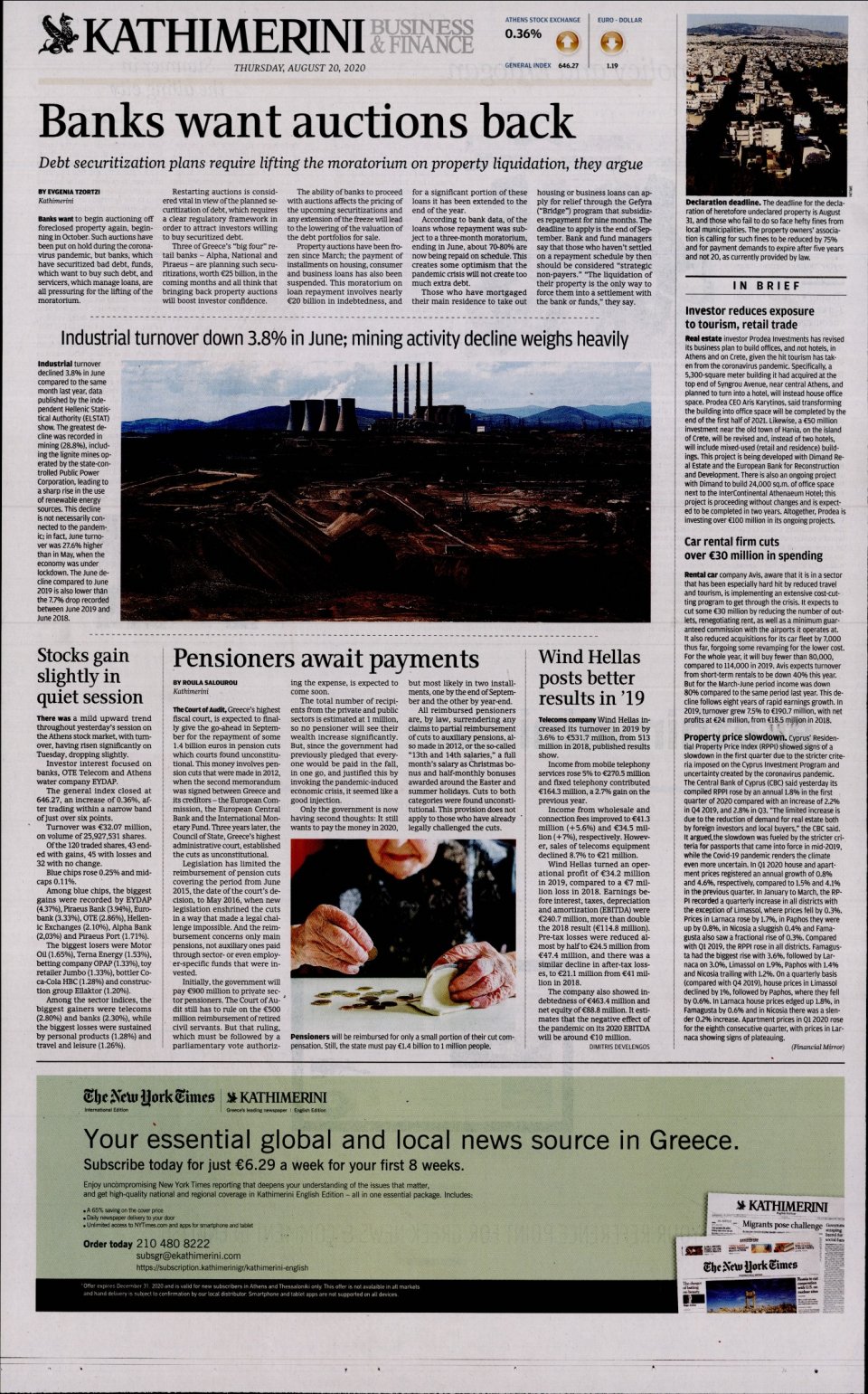 Οπισθόφυλλο Εφημερίδας - INTERNATIONAL NEW YORK TIMES_KATHIMERINI - 2020-08-20