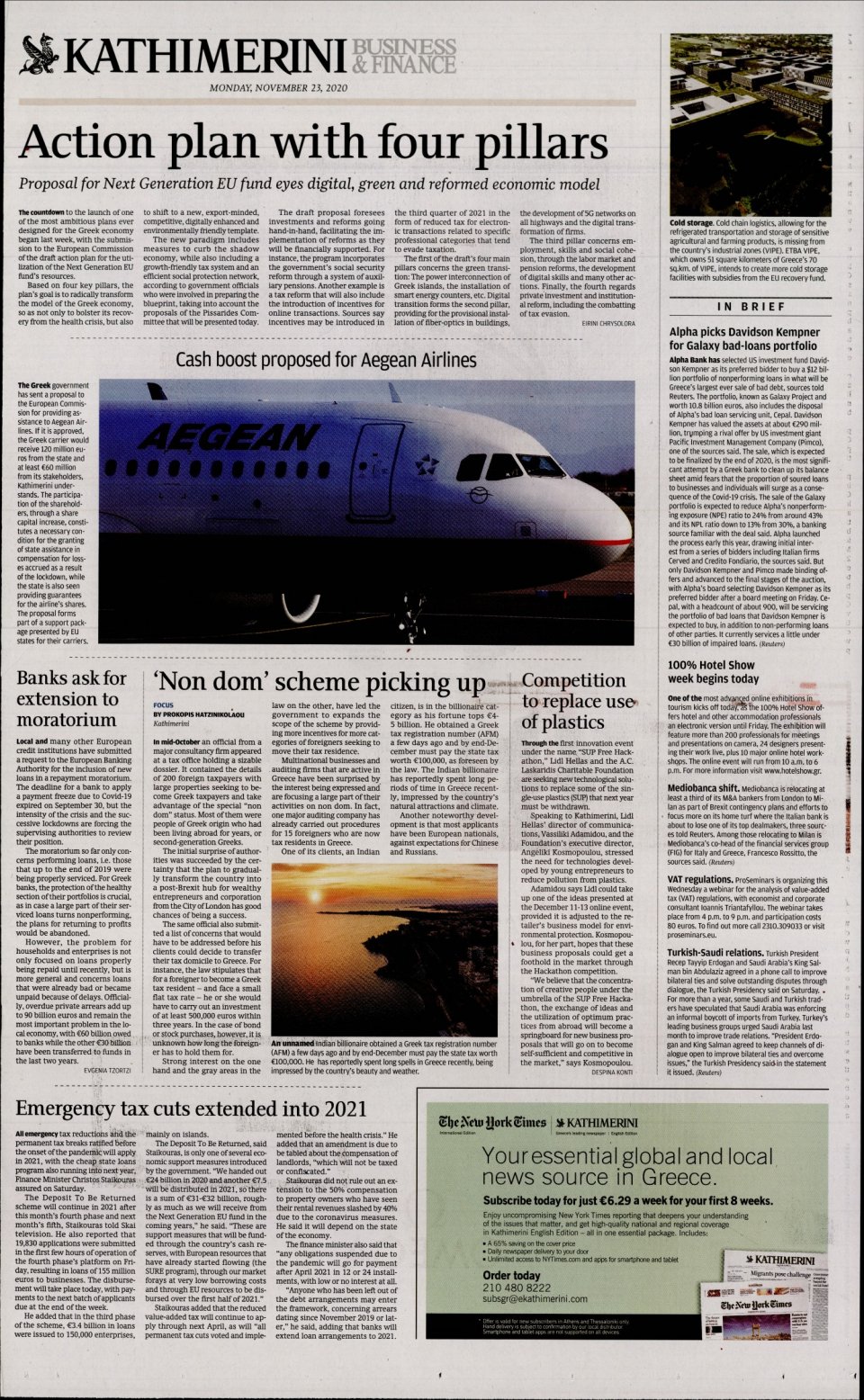 Οπισθόφυλλο Εφημερίδας - INTERNATIONAL NEW YORK TIMES_KATHIMERINI - 2020-11-23