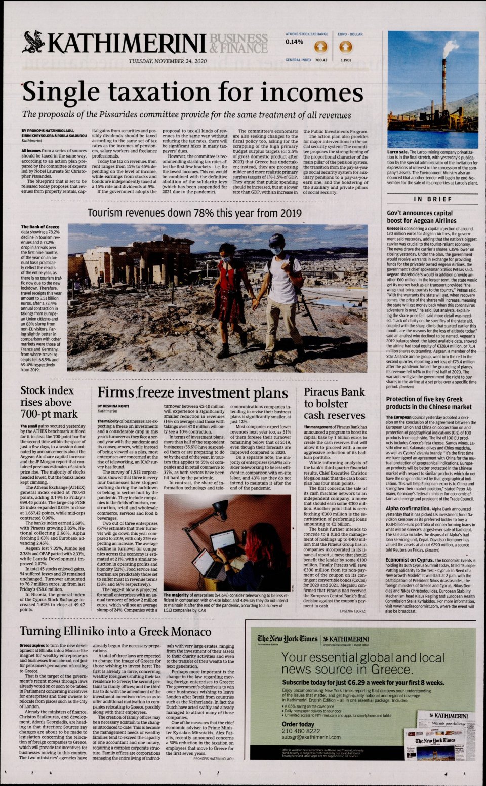 Οπισθόφυλλο Εφημερίδας - INTERNATIONAL NEW YORK TIMES_KATHIMERINI - 2020-11-24
