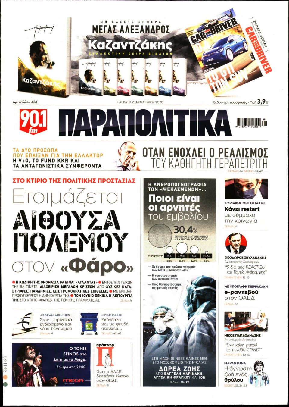 Πρωτοσέλιδο Εφημερίδας - ΠΑΡΑΠΟΛΙΤΙΚΑ - 2020-11-28