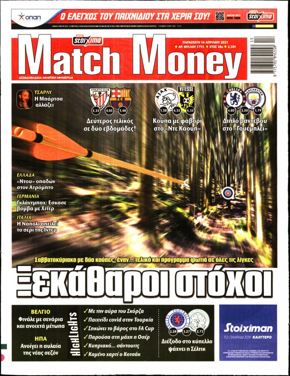 Πρωτοσέλιδο Εφημερίδας - Match Money - 2021-04-16