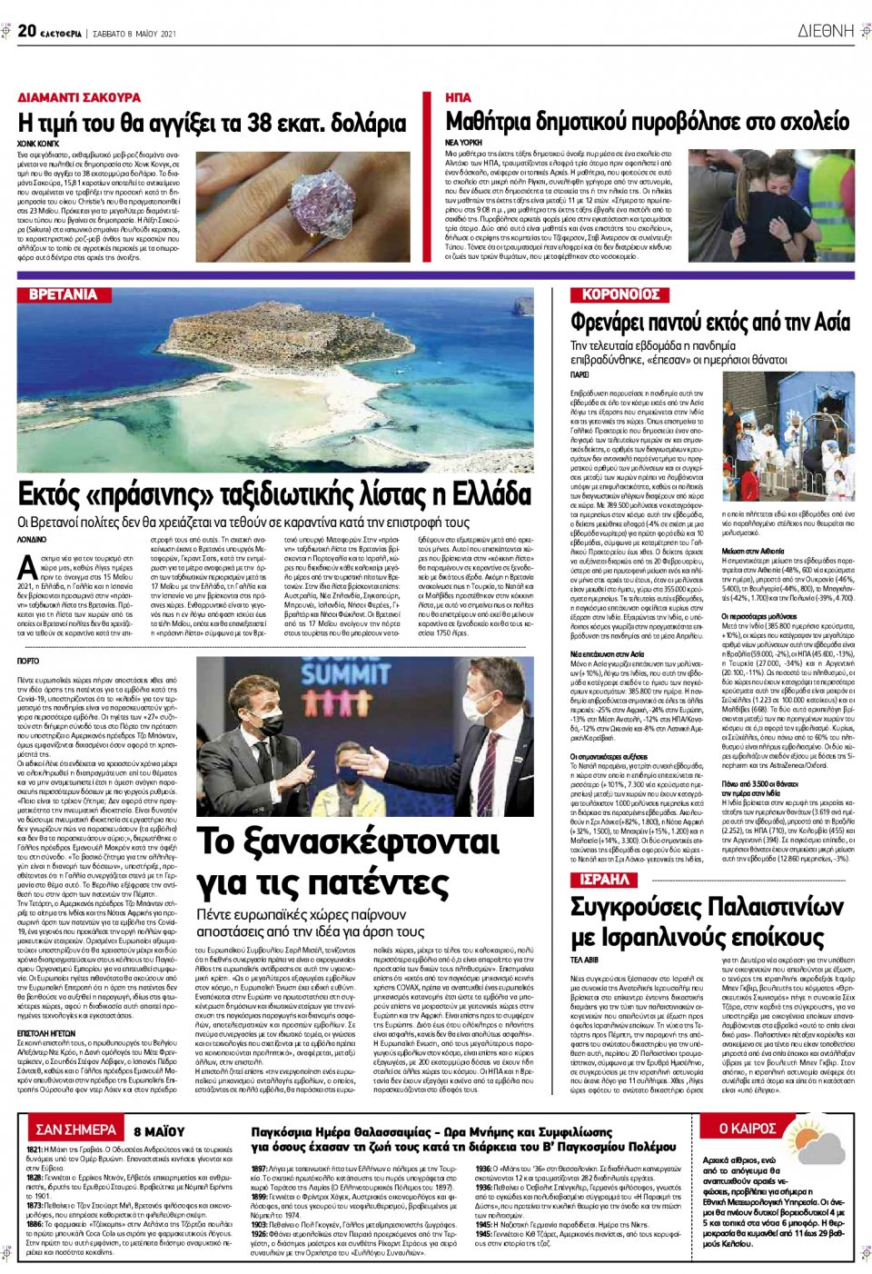Οπισθόφυλλο Εφημερίδας - ΕΛΕΥΘΕΡΙΑ ΛΑΡΙΣΑΣ - 2021-05-08