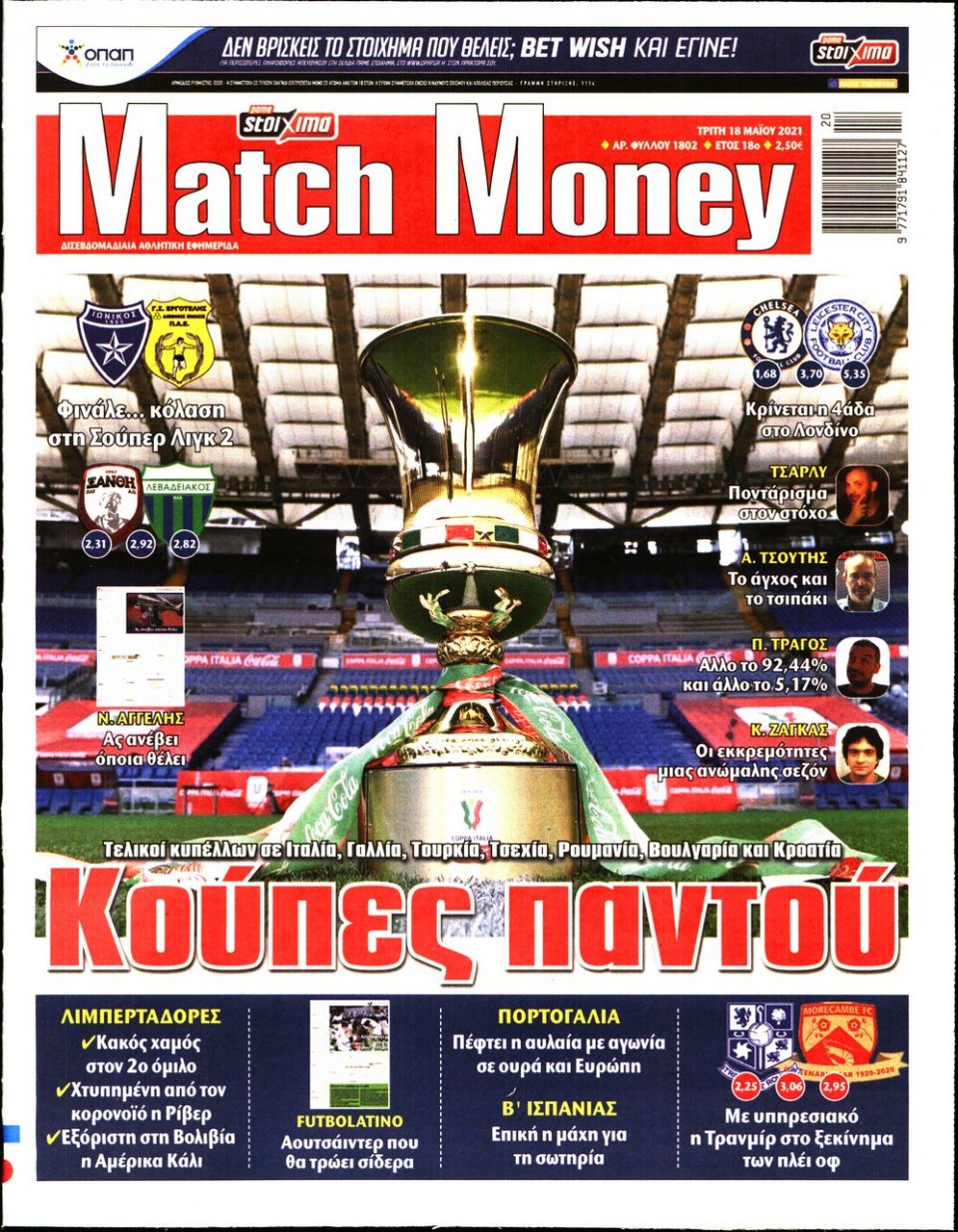 Πρωτοσέλιδο Εφημερίδας - Match Money - 2021-05-18