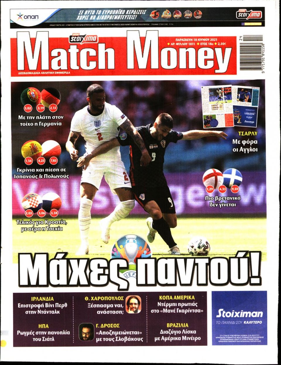 Πρωτοσέλιδο Εφημερίδας - Match Money - 2021-06-18