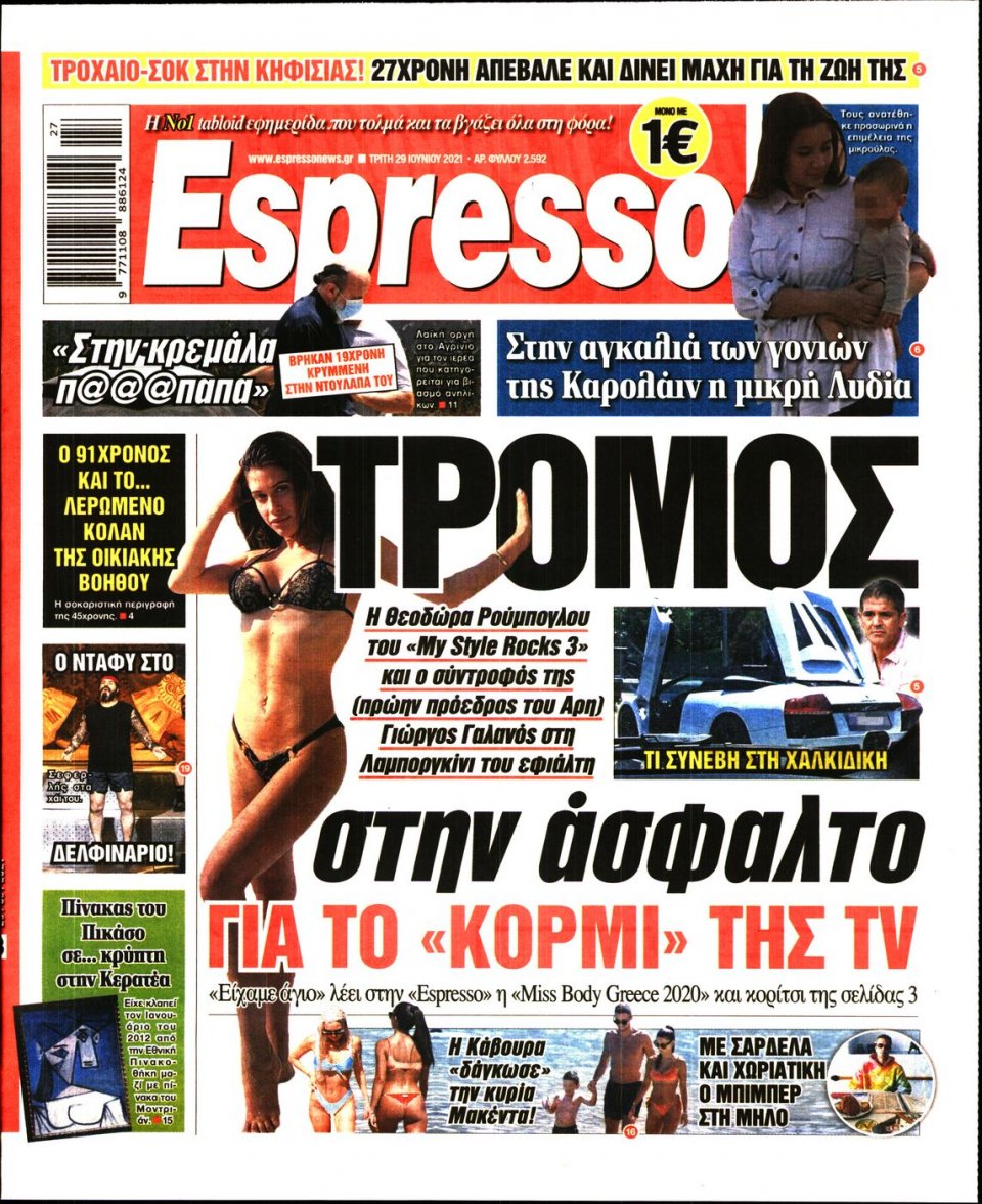 Πρωτοσέλιδο Εφημερίδας - Espresso - 2021-06-29
