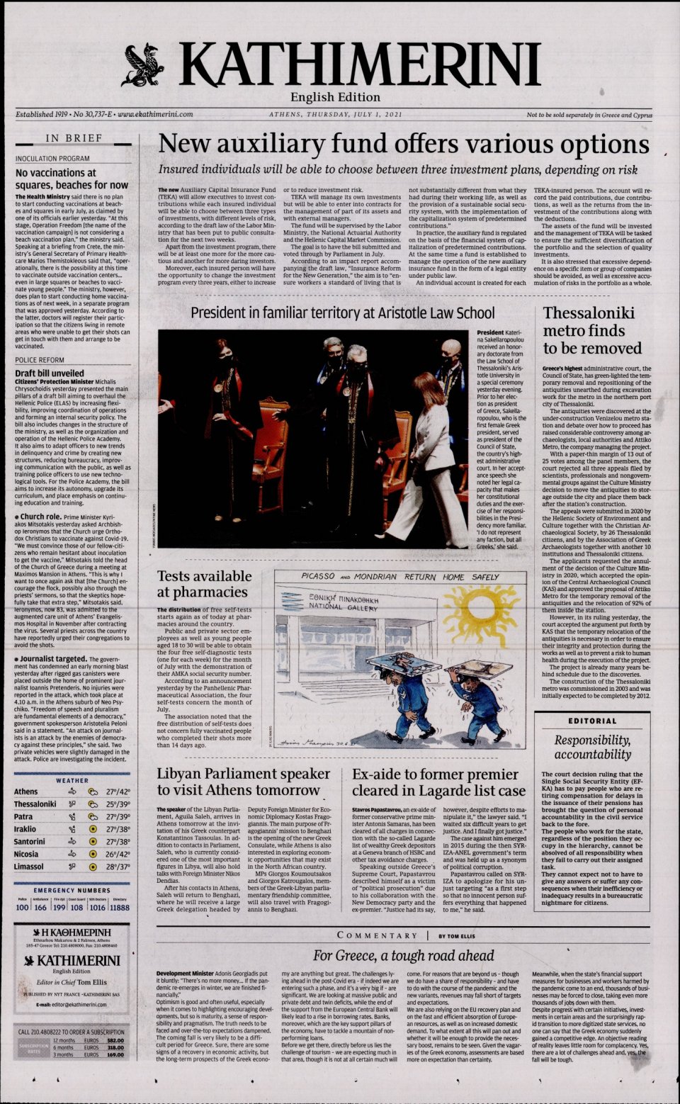 Πρωτοσέλιδο Εφημερίδας - INTERNATIONAL NEW YORK TIMES_KATHIMERINI - 2021-07-01