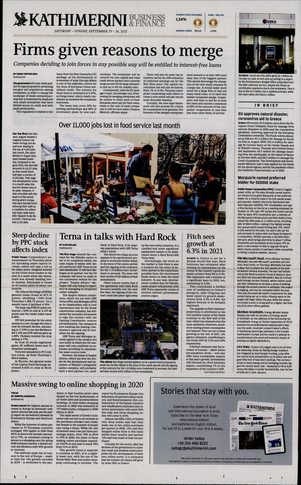 Οπισθόφυλλο Εφημερίδας - INTERNATIONAL NEW YORK TIMES_KATHIMERINI - 2021-09-25