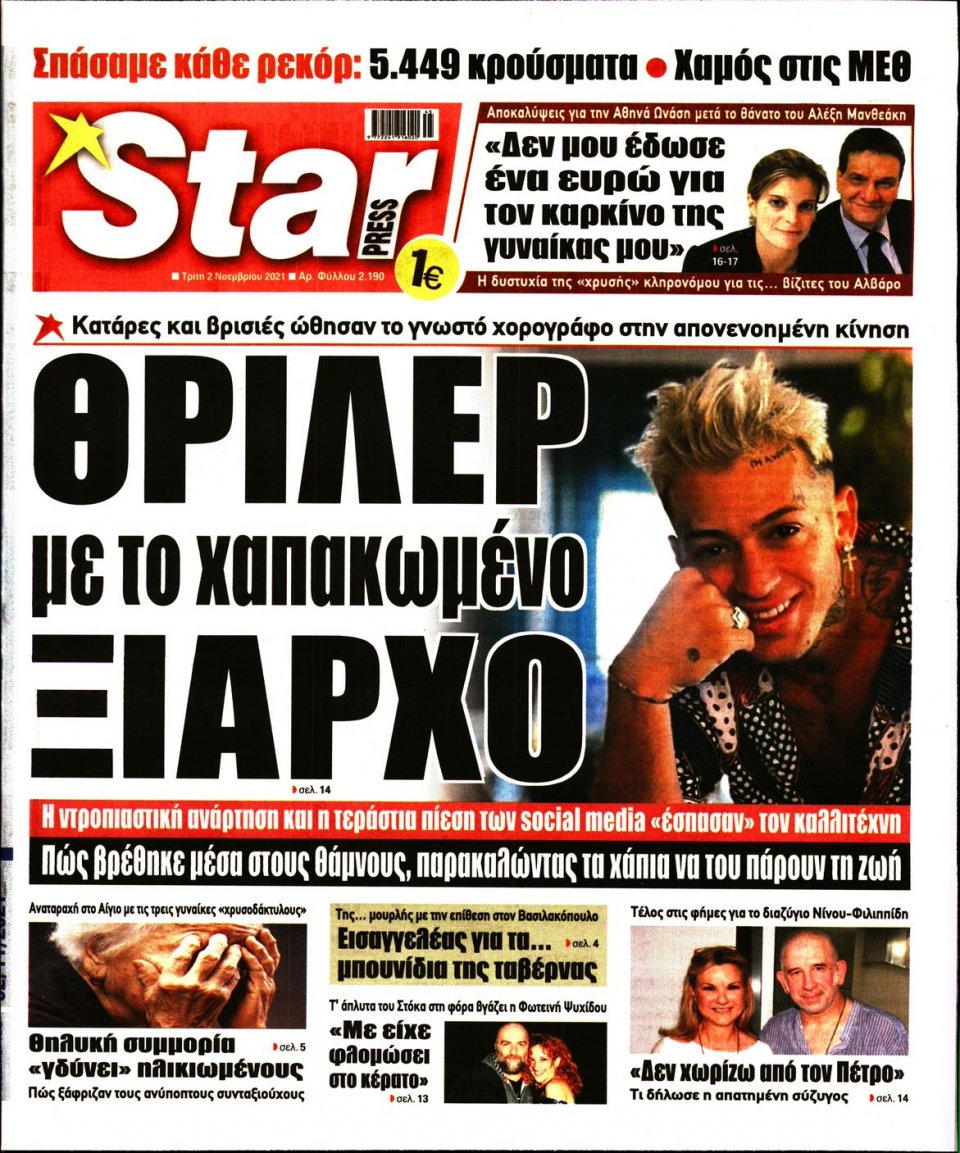 Πρωτοσέλιδο Εφημερίδας - STAR PRESS - 2021-11-02
