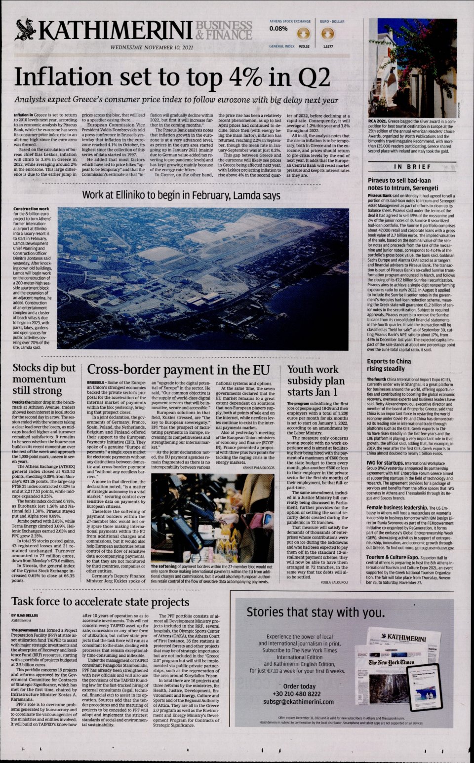 Οπισθόφυλλο Εφημερίδας - INTERNATIONAL NEW YORK TIMES_KATHIMERINI - 2021-11-10