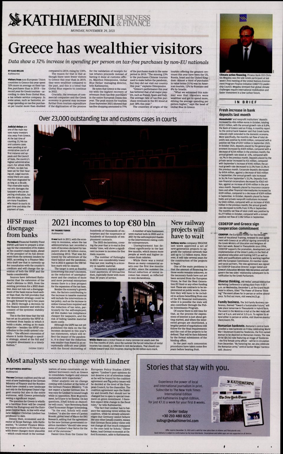 Οπισθόφυλλο Εφημερίδας - INTERNATIONAL NEW YORK TIMES_KATHIMERINI - 2021-11-29