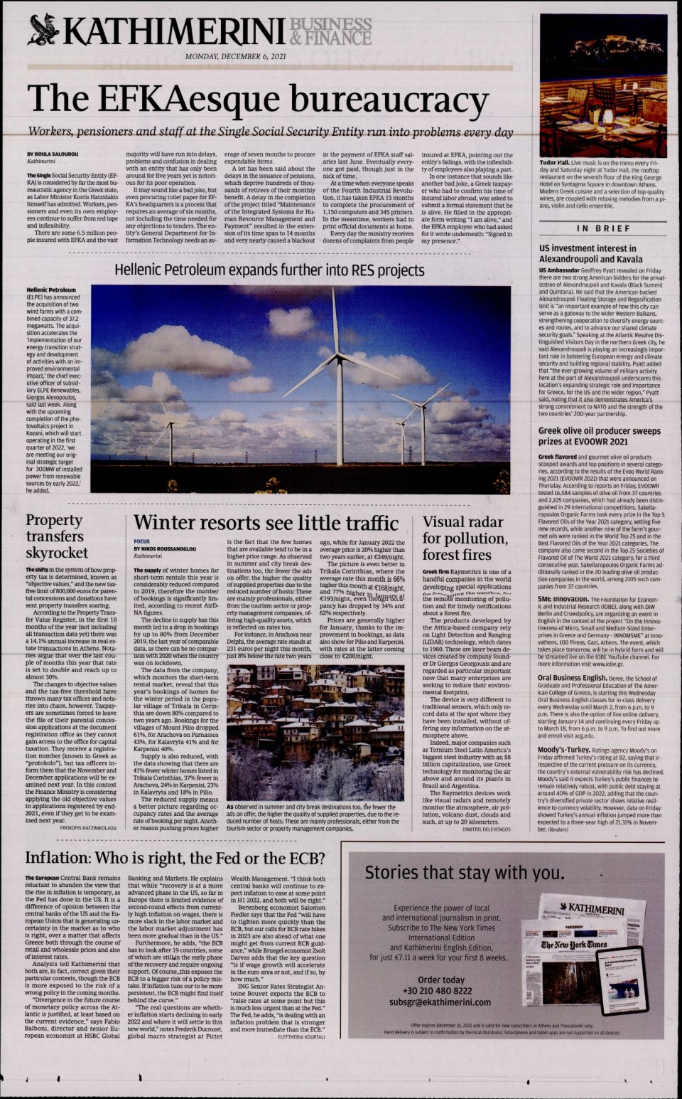 Οπισθόφυλλο Εφημερίδας - INTERNATIONAL NEW YORK TIMES_KATHIMERINI - 2021-12-06