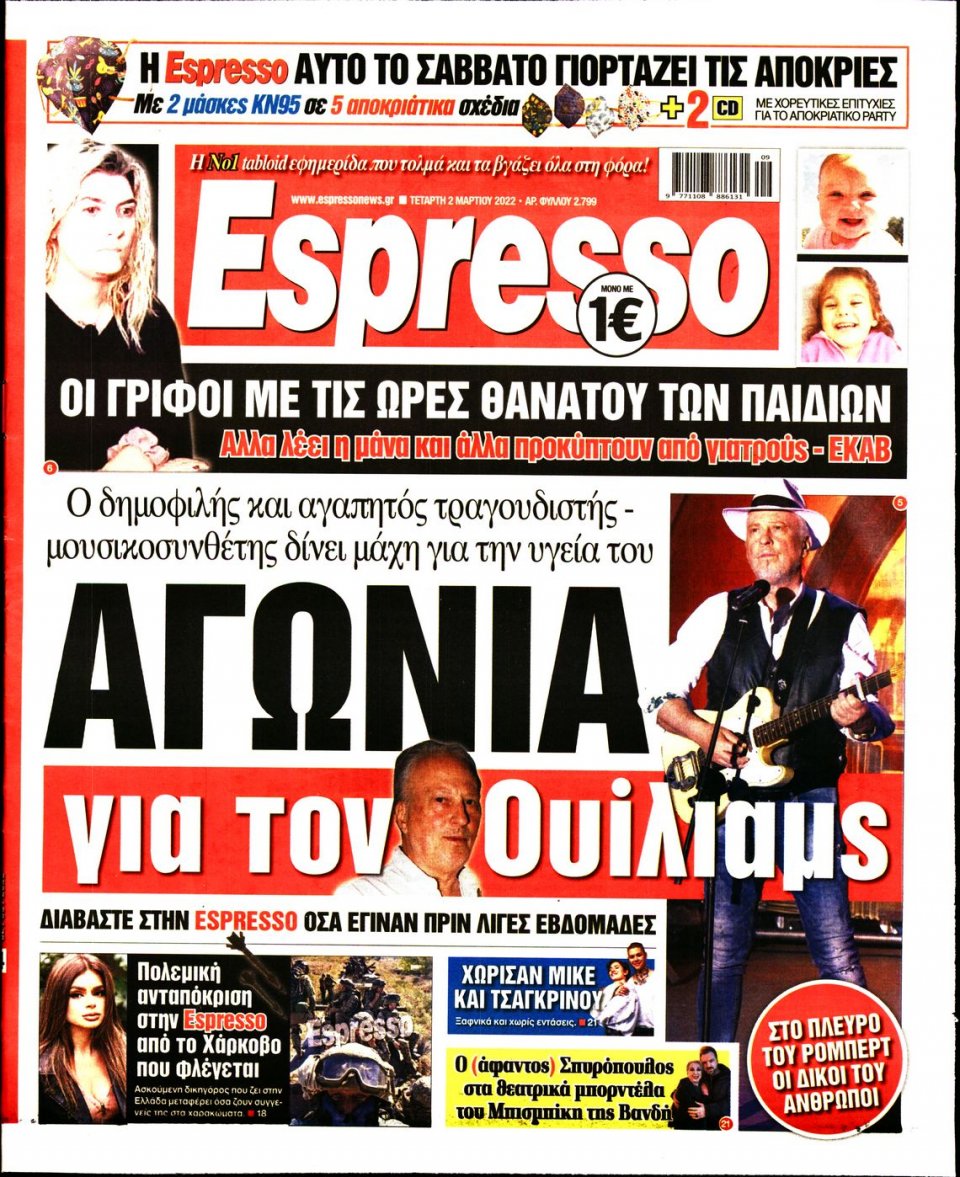 Πρωτοσέλιδο Εφημερίδας - Espresso - 2022-03-02