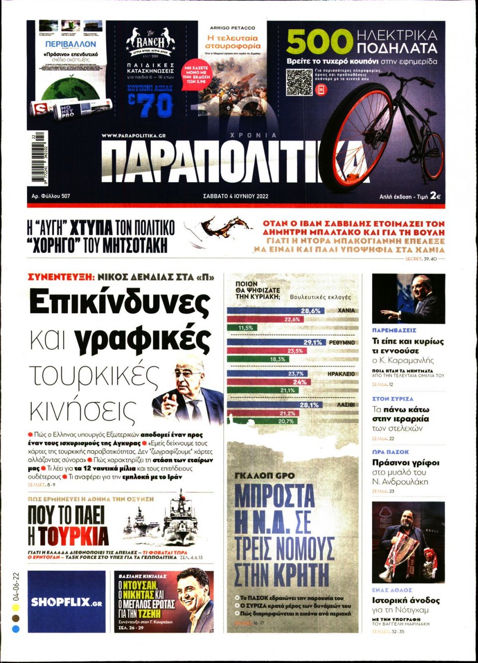 Πρωτοσέλιδο Εφημερίδας - ΠΑΡΑΠΟΛΙΤΙΚΑ - 2022-06-04
