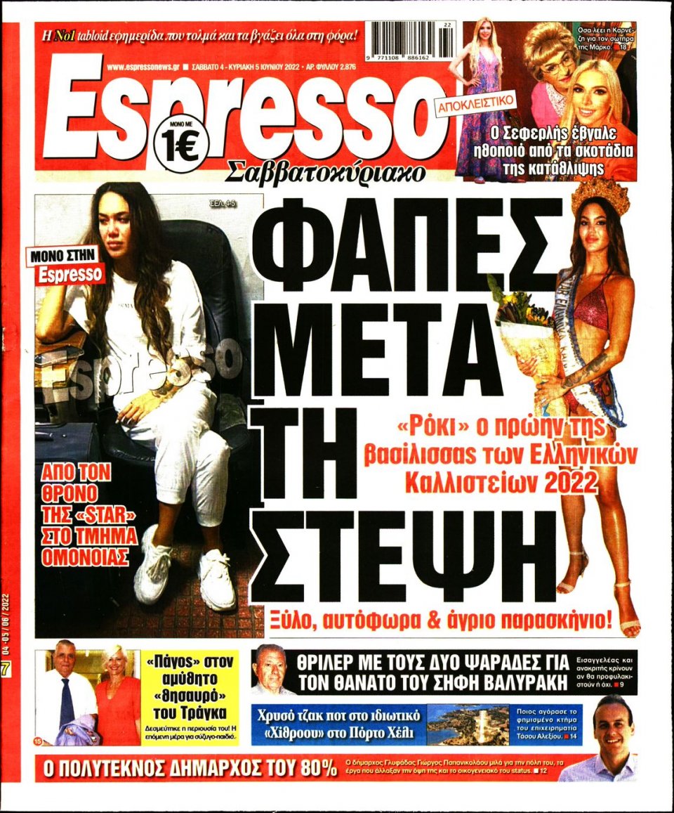 Πρωτοσέλιδο Εφημερίδας - Espresso - 2022-06-04
