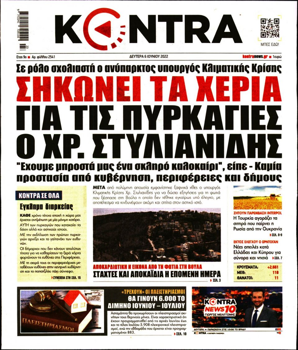 Πρωτοσέλιδο Εφημερίδας - KONTRA NEWS - 2022-06-06