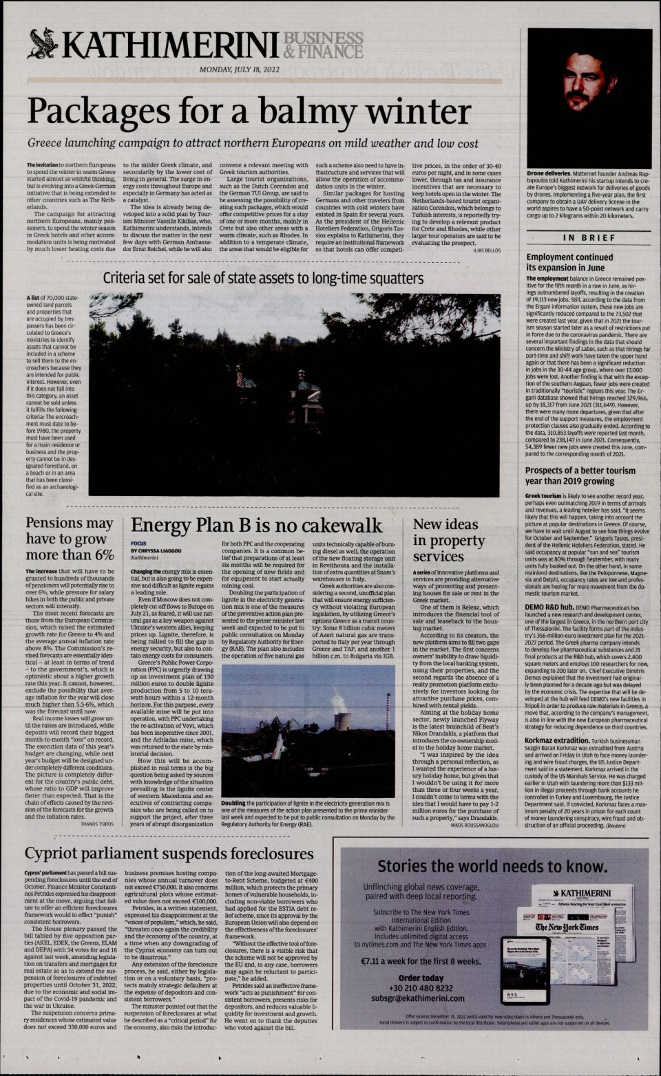Οπισθόφυλλο Εφημερίδας - INTERNATIONAL NEW YORK TIMES_KATHIMERINI - 2022-07-18