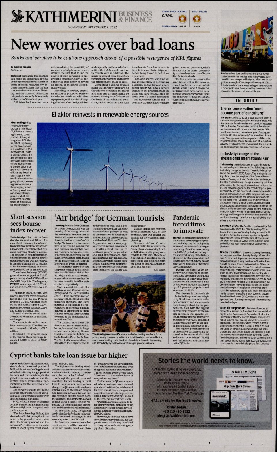 Οπισθόφυλλο Εφημερίδας - INTERNATIONAL NEW YORK TIMES_KATHIMERINI - 2022-09-07