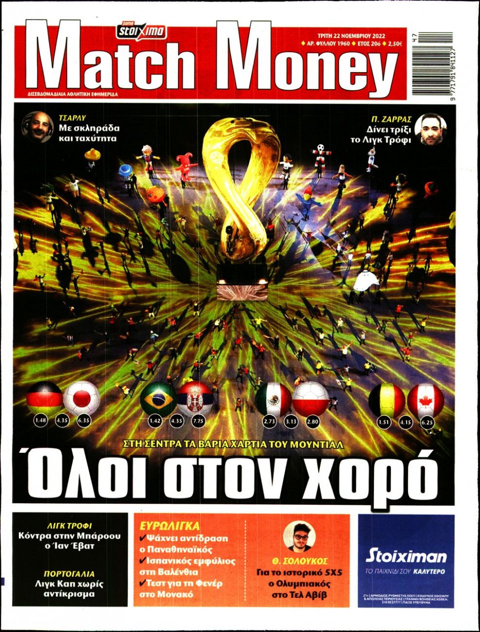 Πρωτοσέλιδο Εφημερίδας - Match Money - 2022-11-22