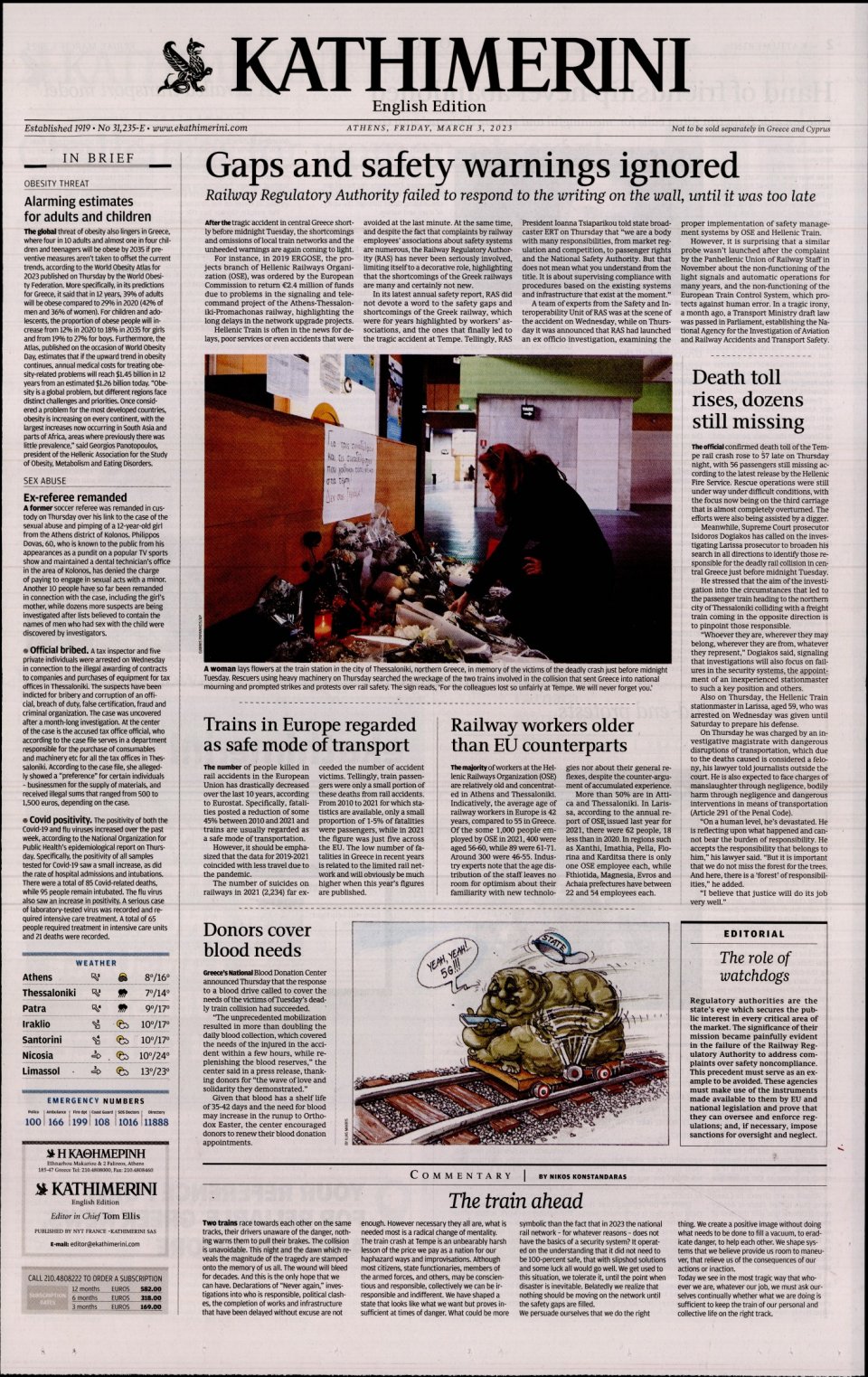 Πρωτοσέλιδο Εφημερίδας - INTERNATIONAL NEW YORK TIMES_KATHIMERINI - 2023-03-03